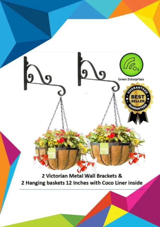 Pack of 5 Metal Wall Hook Hanging Bracket For Flower pots