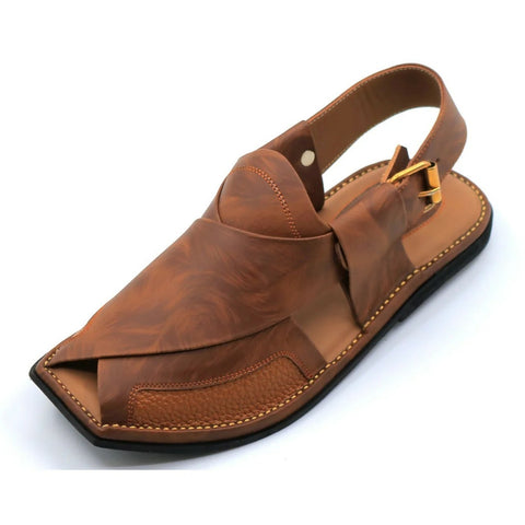 Brown Peshawari Chappal Genuine Leather