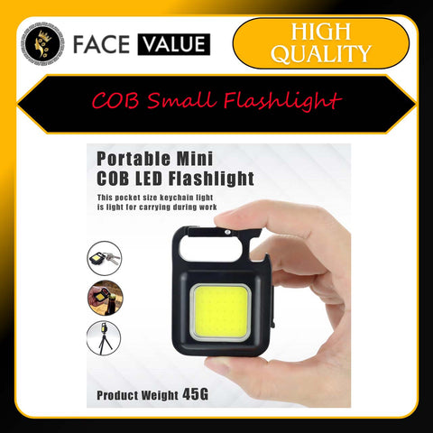 Face Value COB Small Flashlight, Keychain Work Light, USB Rechargeable, Mini LED Handheld Flashlight, 4 Light Modes Portable Pocket Light