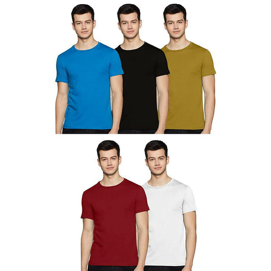 Khanani's T Shirt for men Pack of 5 multicolor cotton summer tshirts for men - ValueBox