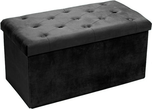 New Velvet Ottoman Storage Benches Folding Stool Soft Cushion Footrest Toy Storage Box Seat for Living Room Poof Foot Stool,38x76cm