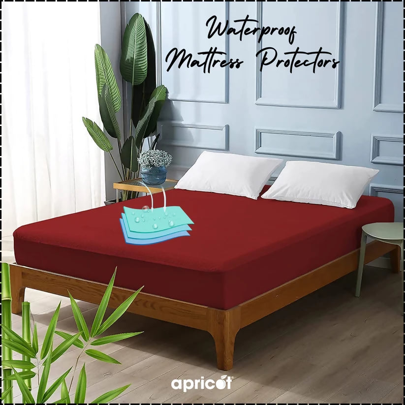 Terry-Waterproof-Mattress-Protector-Maroon-Apricot-8211