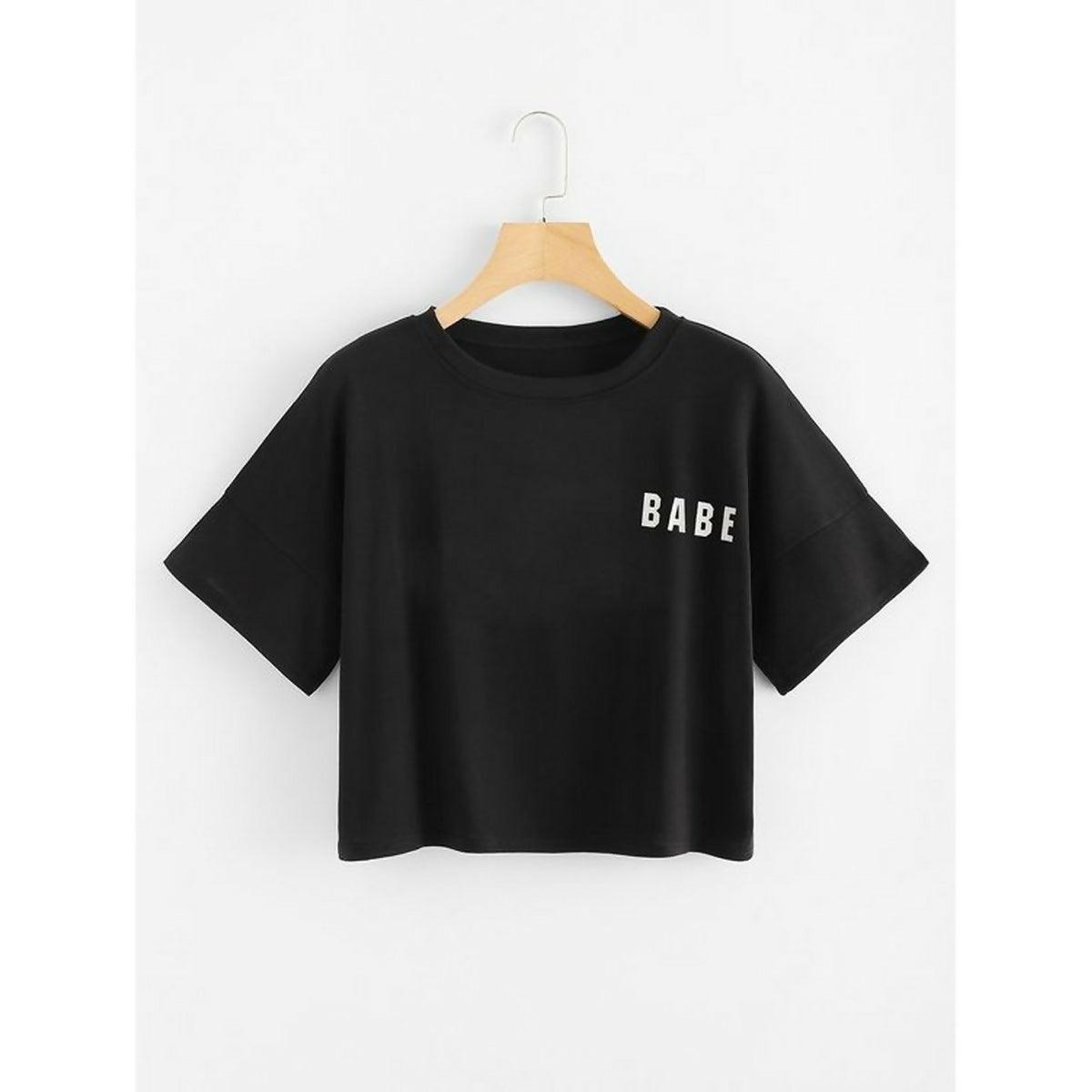 Khanani's Babe half sleeves cotton crop tshirt for women - ValueBox