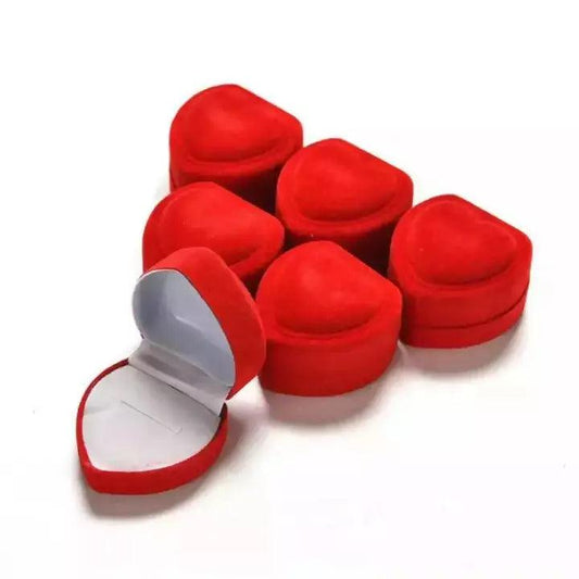 Sabool Studio Pack of 3 Heart Velvet Ring Storage Case Jewellery Box Ring Protector Gift Box for Women and Girls - ValueBox
