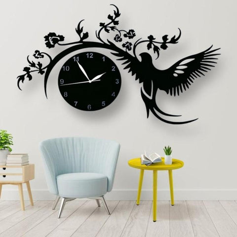 Wooden Wall Clock 3d Bird Style Wooden Watch Design Decoration