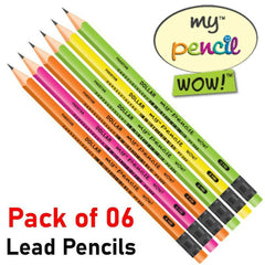 Pack of 6 Lead Pencils - My Pencil WOW with Eraser - 06 Pcs Lead Pencil for writing - ValueBox