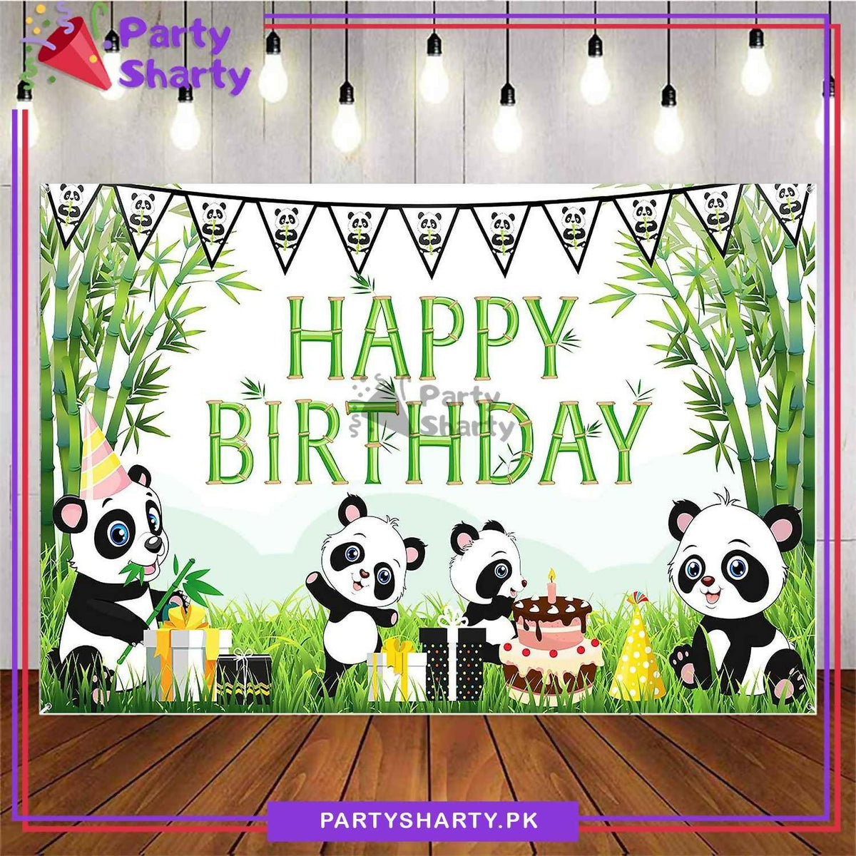 Panda Theme Panaflex backdrop For Panda Theme Birthday Decoration and Celebration - ValueBox