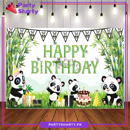 Panda Theme Panaflex backdrop For Panda Theme Birthday Decoration and Celebration - ValueBox