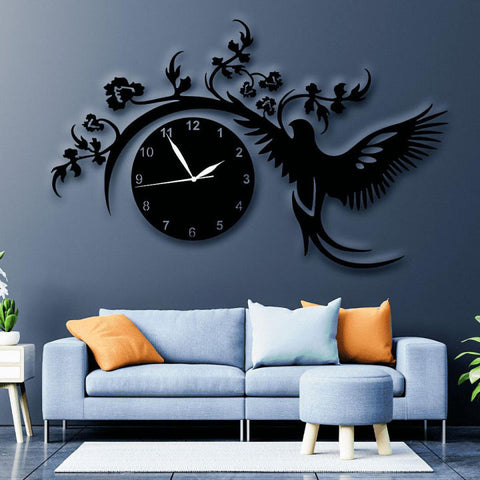 Wooden Wall Clock 3d Bird Style Wooden Watch Design Decoration