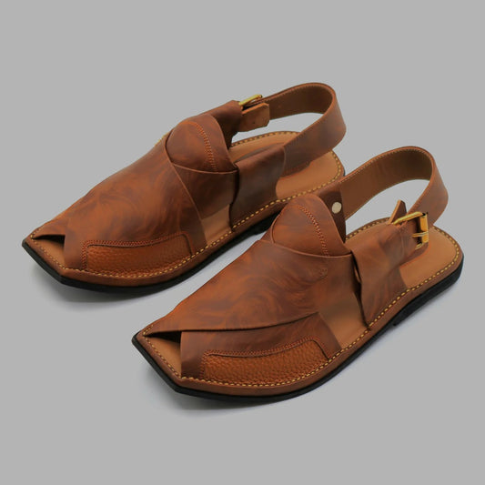 Brown Peshawari Chappal Genuine Leather