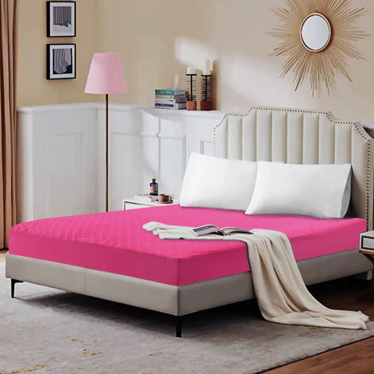 Quilted-Waterproof-Mattress-Protector-Hot-Pink-Apricot-1594