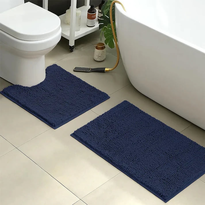 2-PCs-Microfiber-Anti-Slip-Commode-Mat-Set-Navy-blue-Apricot-6818