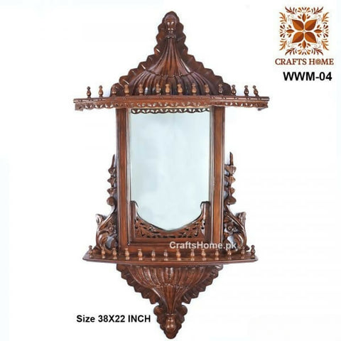 Antique Wooden Jharokha Mirror Brown