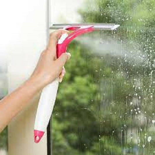 2 In 1 Window Cleaner Glass Wiper With Inbuilt Spray Bottle