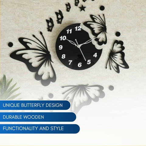 "Fairy and Butterflies Wooden Wall Clock | Home and Office Decor"