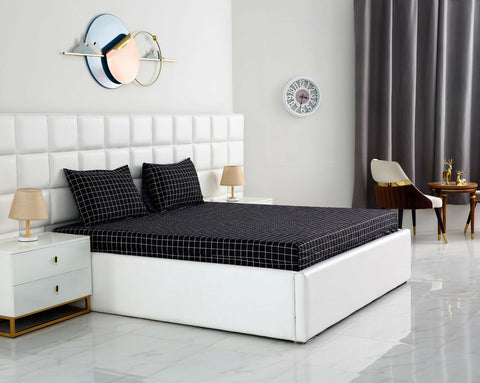 Fitted-Bed-Sheet-black-Check-Apricot-2207