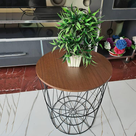 Metal Wire Removable Wooden Top Coffee Table - ValueBox