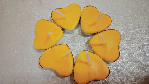 12 Mango Yellow Scented Heart Shape Candles: Freshly made and within Premium Quality