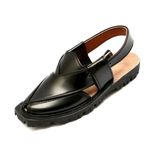 Norozi Chappal Black Handmade Genuine Leather