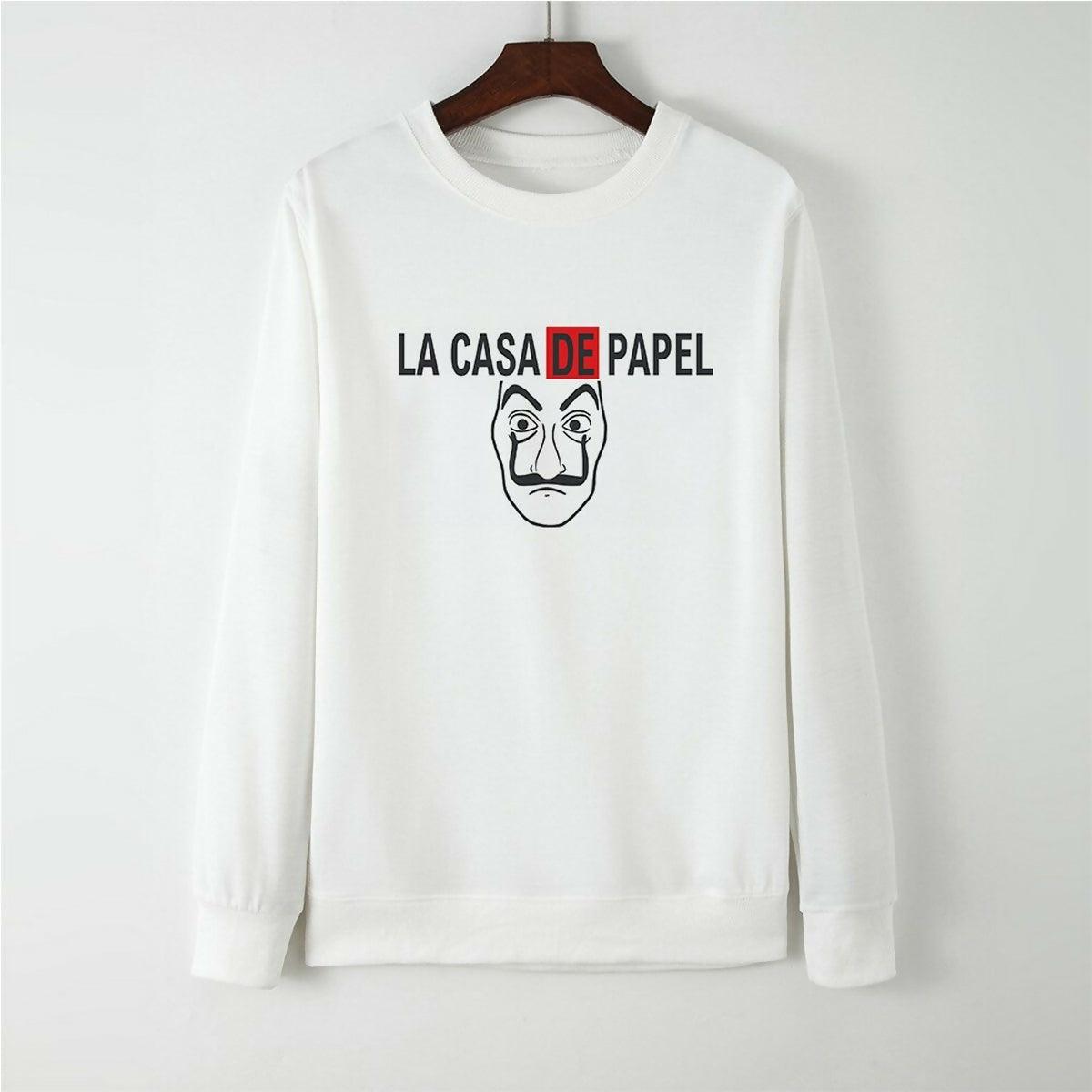 Khanani's La casa de papel money heist white sweat shirt for winters - ValueBox