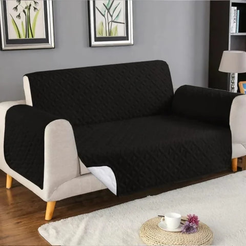 Ultrasonic Quilted Sofa Cover (Black Color) - ValueBox