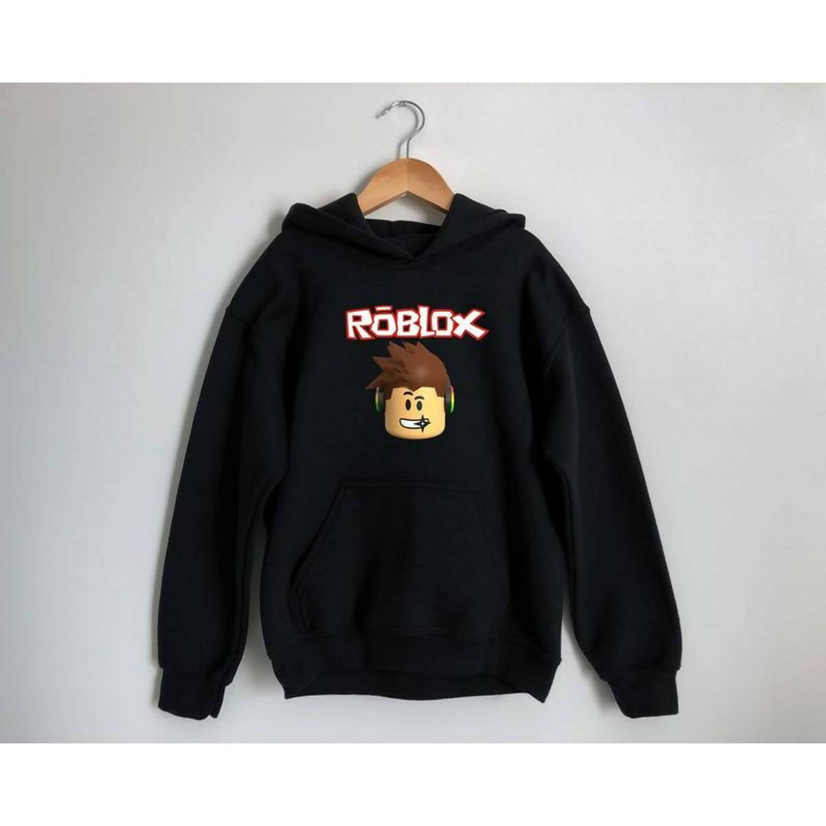 Khanani's Roblox hgaming fleece full sleeves pullover black hoodie for kids - ValueBox