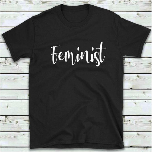 Khanani's Feminist white minimal cotton t shirt for women - ValueBox