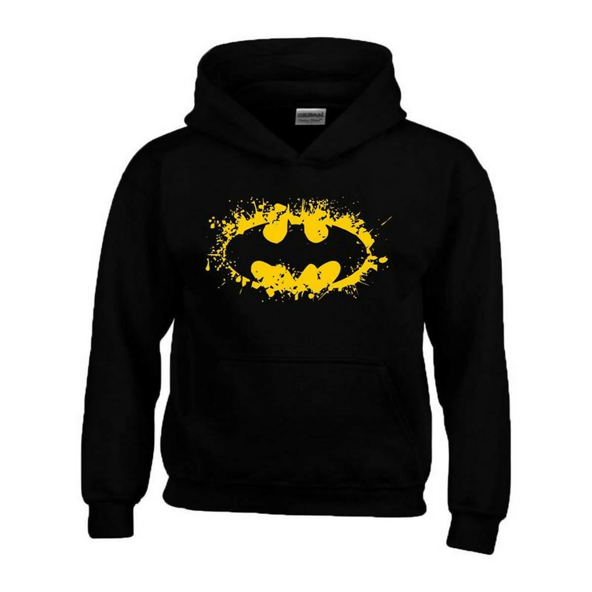 Khanani's Batman logo printed long sleeves pullover black hoodies for kids - ValueBox