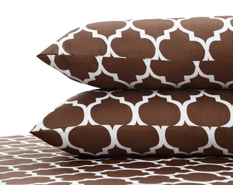 Fitted-Bed-Sheet-Brown-Geometric-Apricot-3607