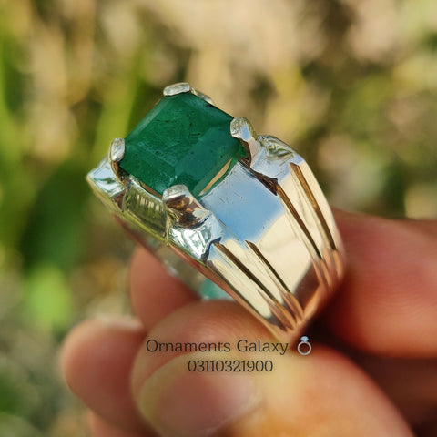 Pure Green 6 CT Emerald Cut Rich Green Emerald Ring Sterling Silver 925 Ring Artisan Ring