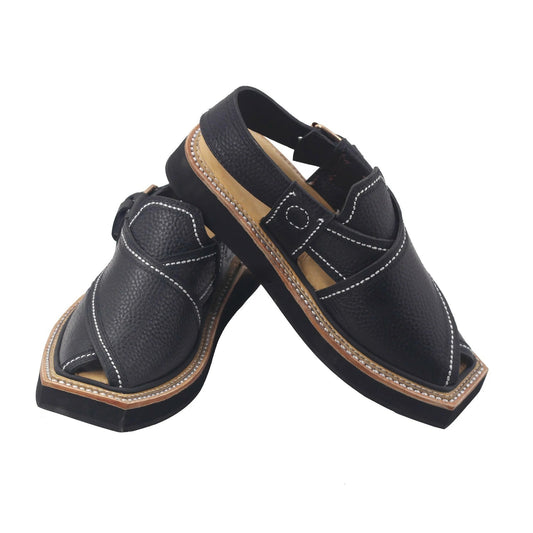 Special Black Leather Kaptaan Chappal