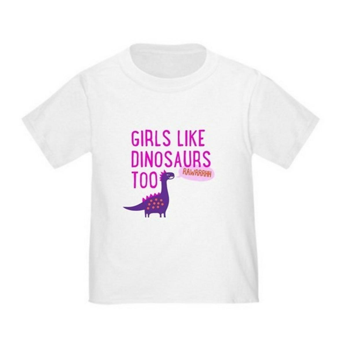 KHANANIS Girls Like Dinosaurs Too half sleeves kids toddler T-Shirt - ValueBox