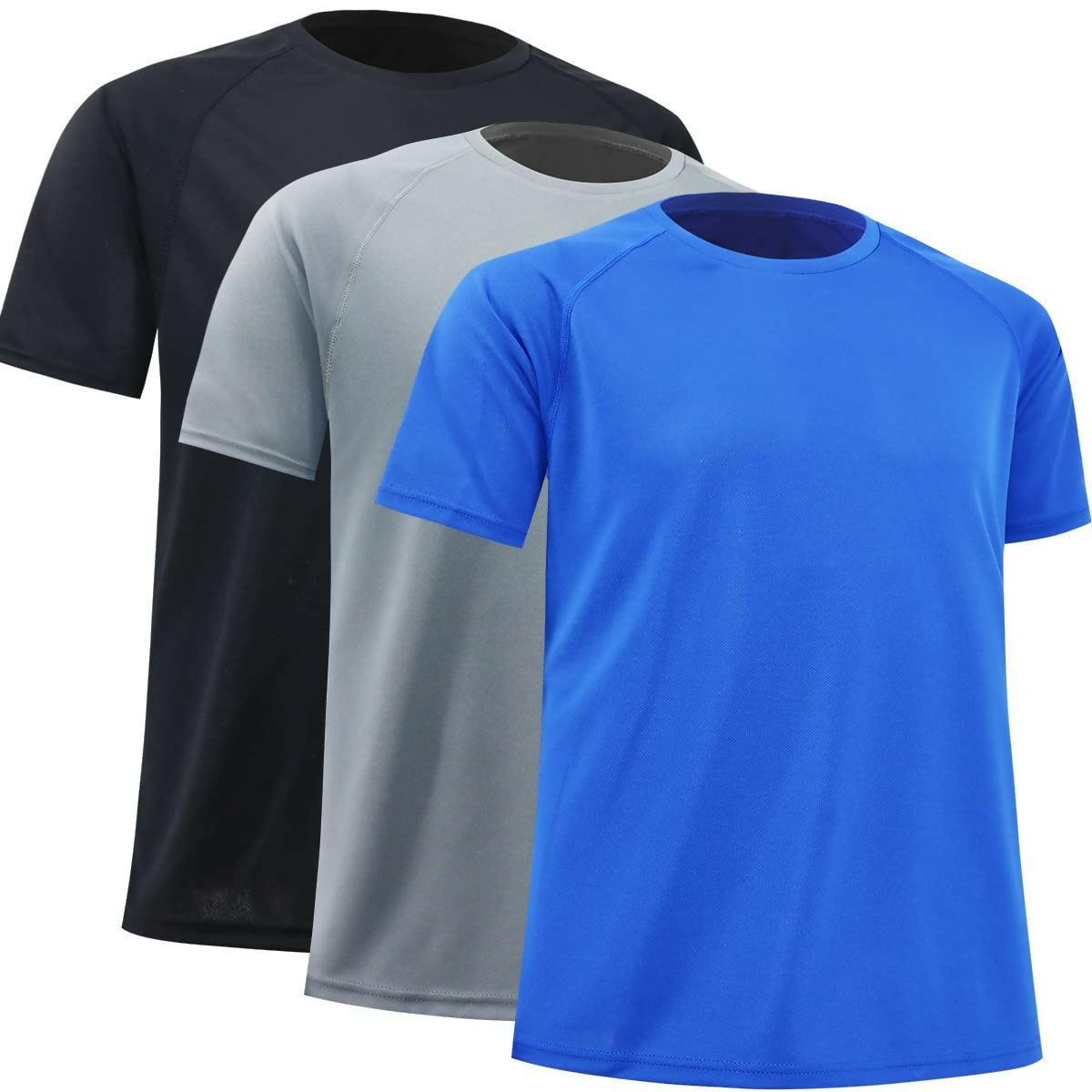 Khanani's T Shirt for Men Crew neck Pack of 3 basic tshirts for men- Blue, Grey and black - ValueBox