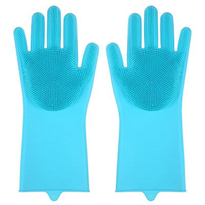 Magic Reusable Silicone Gloves with Wash Scrubber, Heat Resistant, for Cleaning, Household, Dish Washing, Washing the Car