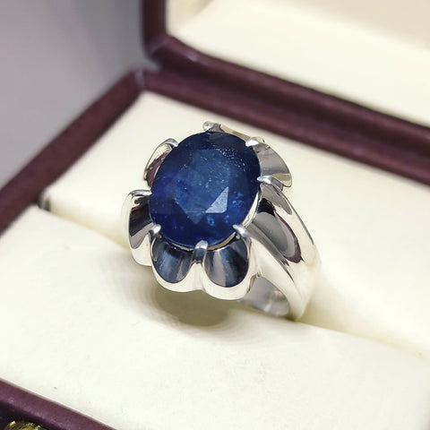 Natural Sapphire Silver Ring Handmade Ring Beautiful Gift