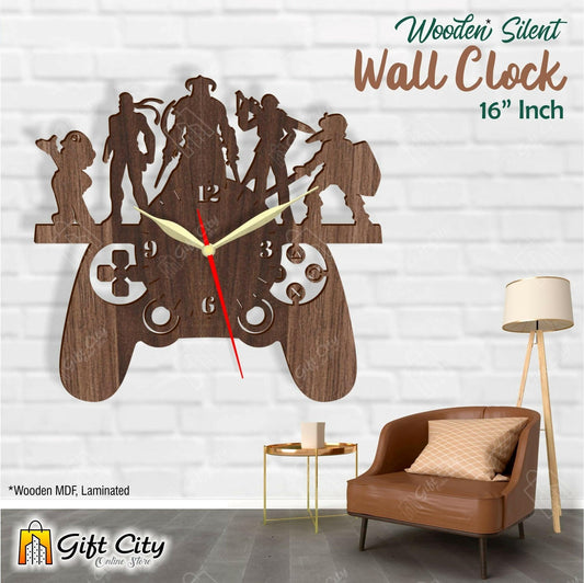 badgeMade by Gift City - PUBG Gaming 3D Silent Wooden Wall Clock - Home & Office Decor - Laser Cut