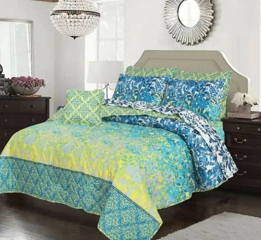 Latest Attractive Design 7PC Printed SaloniKa Cotton Comforter Set For Double Bed - ValueBox