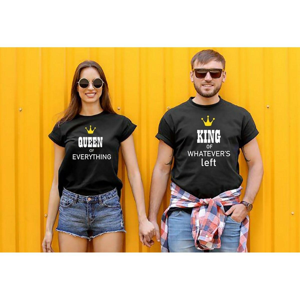 Khanani's King Queen Shirts Queen Of Everything King Couple T-Shirts Wedding Gift Marriage Funny Tees Couple Mathing Tshirts-pack of 2 - ValueBox