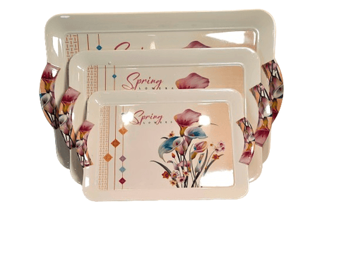 Emporium Melamine Serving Tray Set In 3 Piece Best High Quality - ValueBox