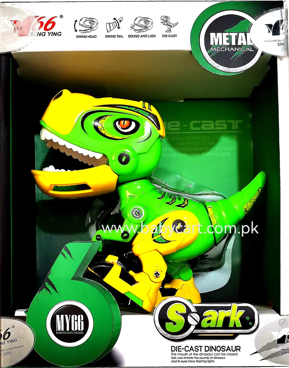 Metal Mechanical Spark Dinosaur with Sound & Lights for Kids Children Toys