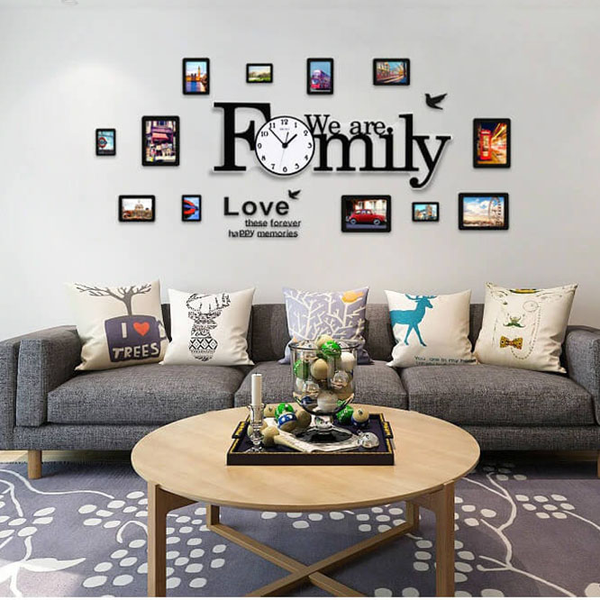 Big Family Frames Clock with rope light