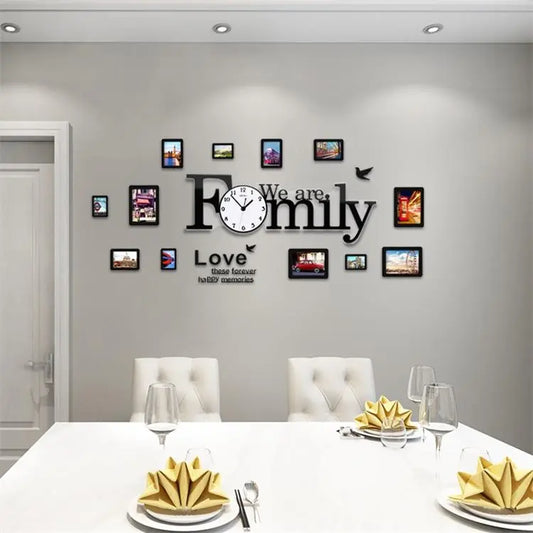 Big Family Frames Clock with rope light