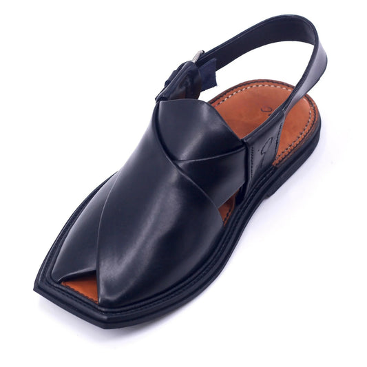 Black Handmade Charsadda Chappal