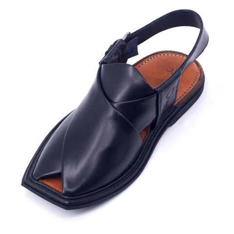 Black Handmade Charsadda Chappal