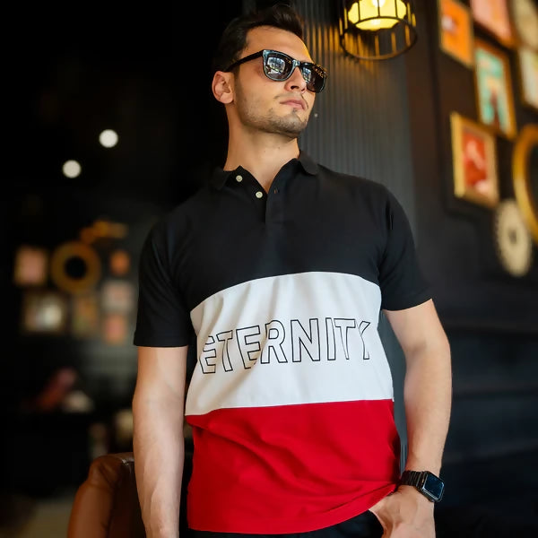 Black White & Red Eternity Signature Polo