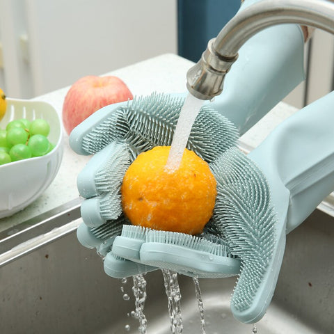 Magic Reusable Silicone Gloves with Wash Scrubber, Heat Resistant, for Cleaning, Household, Dish Washing, Washing the Car