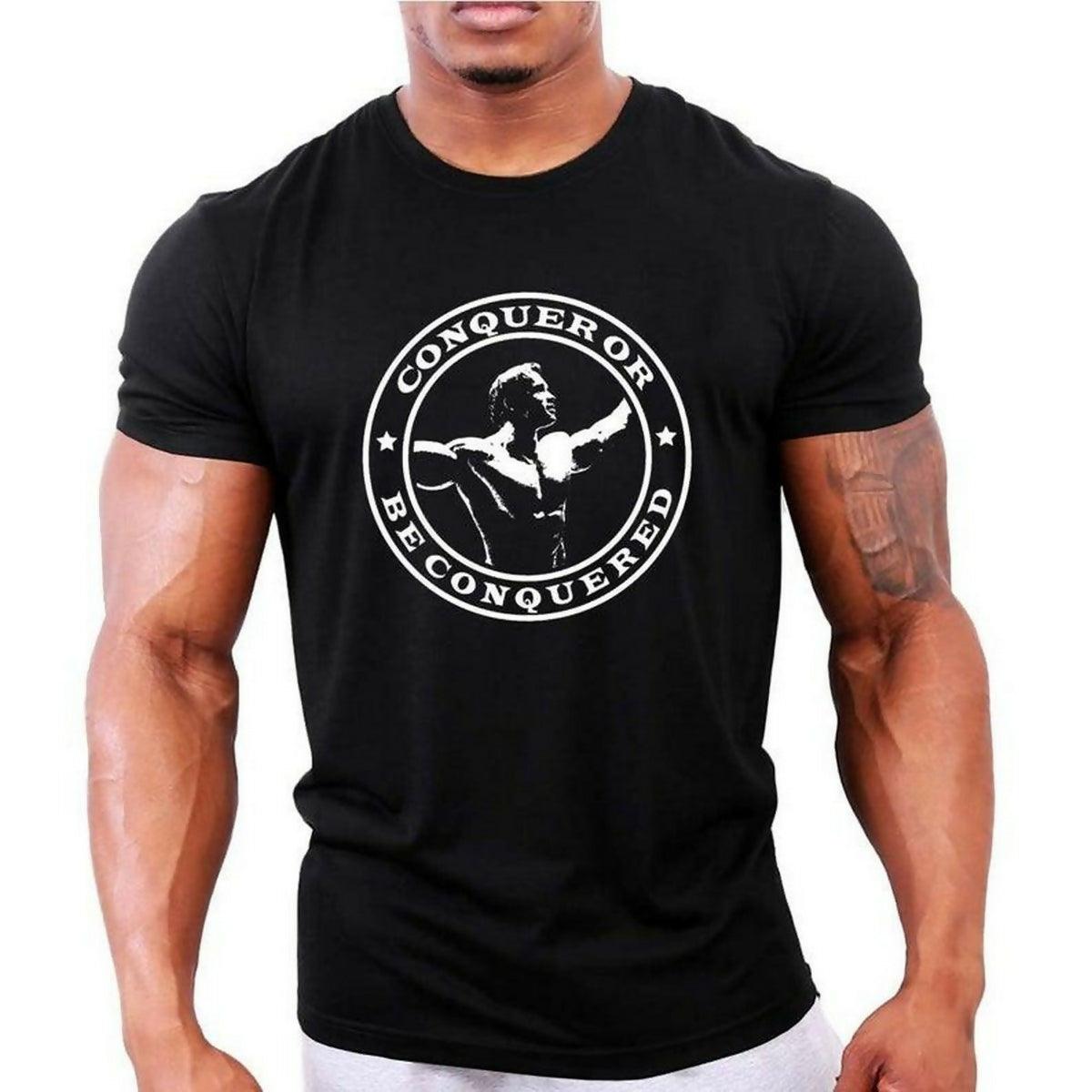 Conquer or be Conquered Arnold Schwarzenegger Mens Gym T-Shirt - Bodybuilding Workout Fitness Motivation GYMTIER - ValueBox