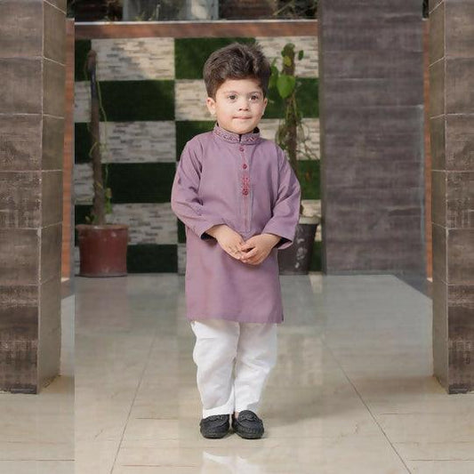 Purple Boy's Kurta with White Shalwar - ValueBox