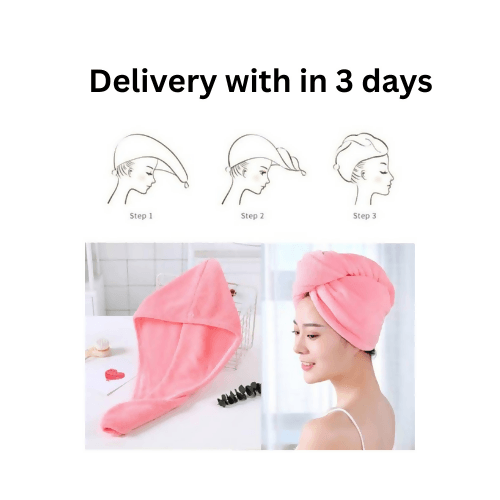 Hair Towel with Button,Hair Dry Hat - for Long & Curly Hair - ValueBox