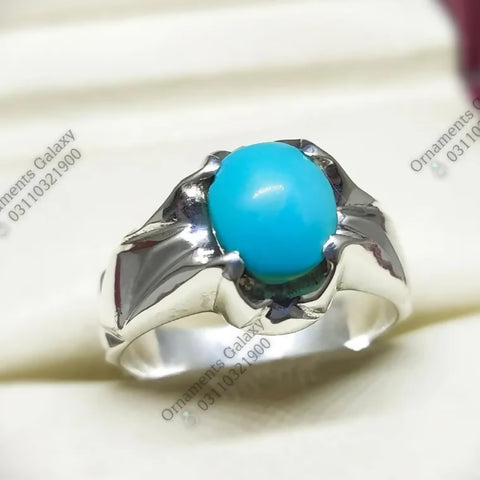 Natural Pure 3 to 3.5 CT Oval Turquoise Ring 100% Natural Feroza Ring Mother Day Gift Ring Engagement Ring